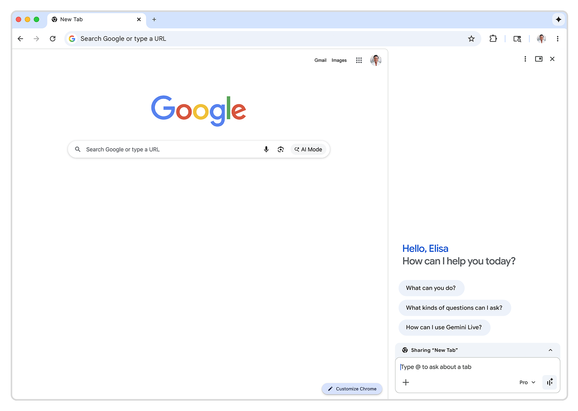 Gemini Sidebar in Chrome