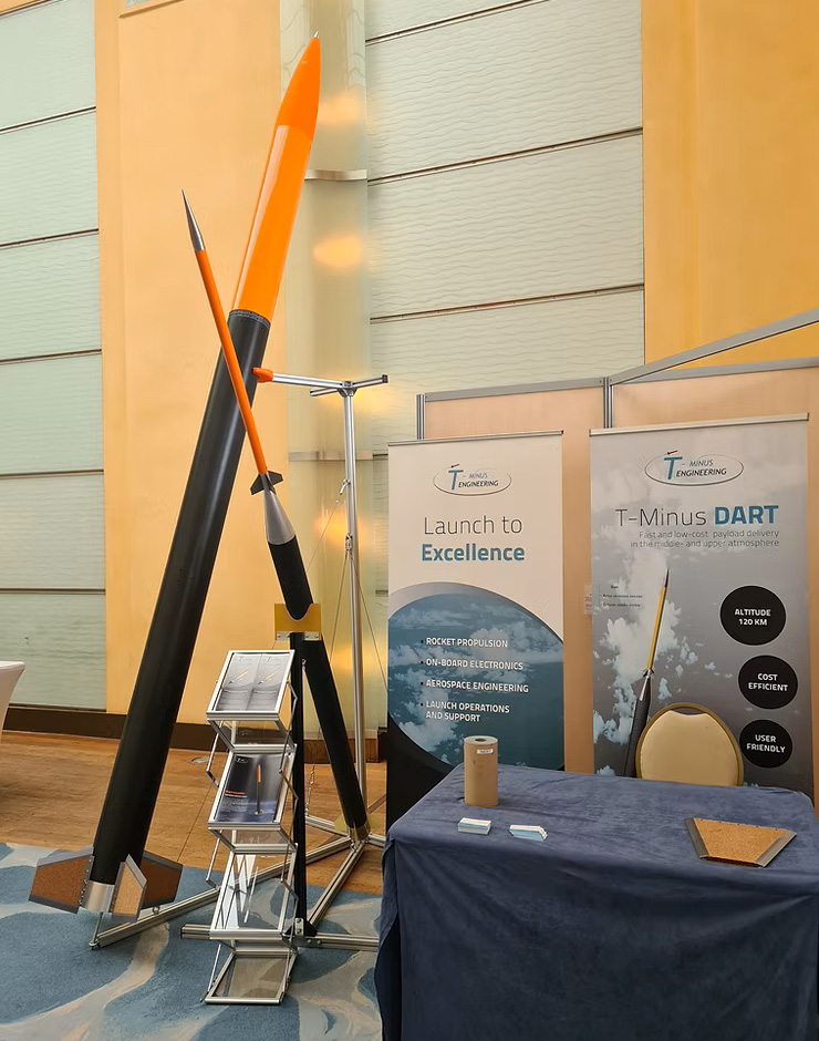 The Barracuda rocket on display at the ESA PAC Symposium. Photo: T-Minus Engineering