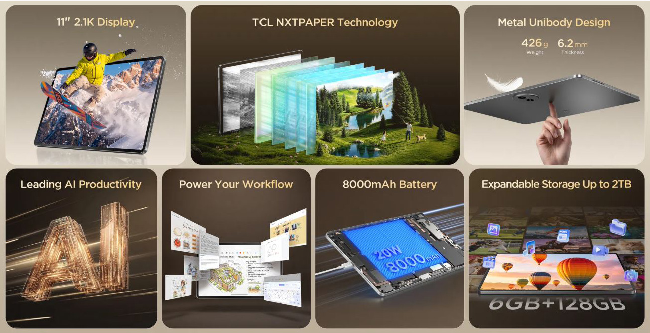 NxtPaper display modes on the TAB A1 series.