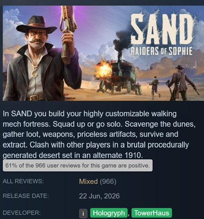 SAND: Raiders of Sophie — les Tramplers, véhicules à pattes au cœur du gameplay.