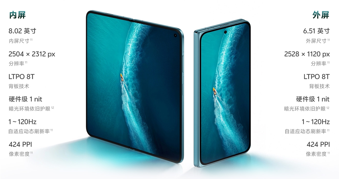 Specifications of the external and main foldable screen Vivo X Fold 6