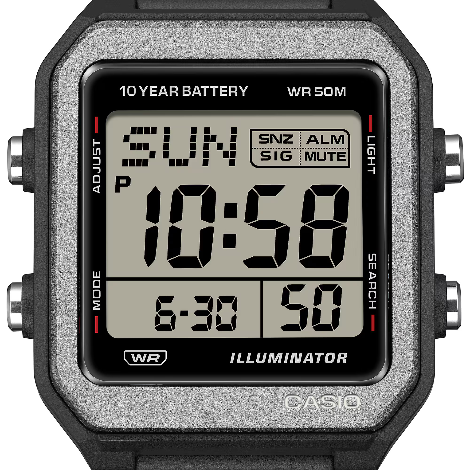 Casio W-221H-1BV watch side view