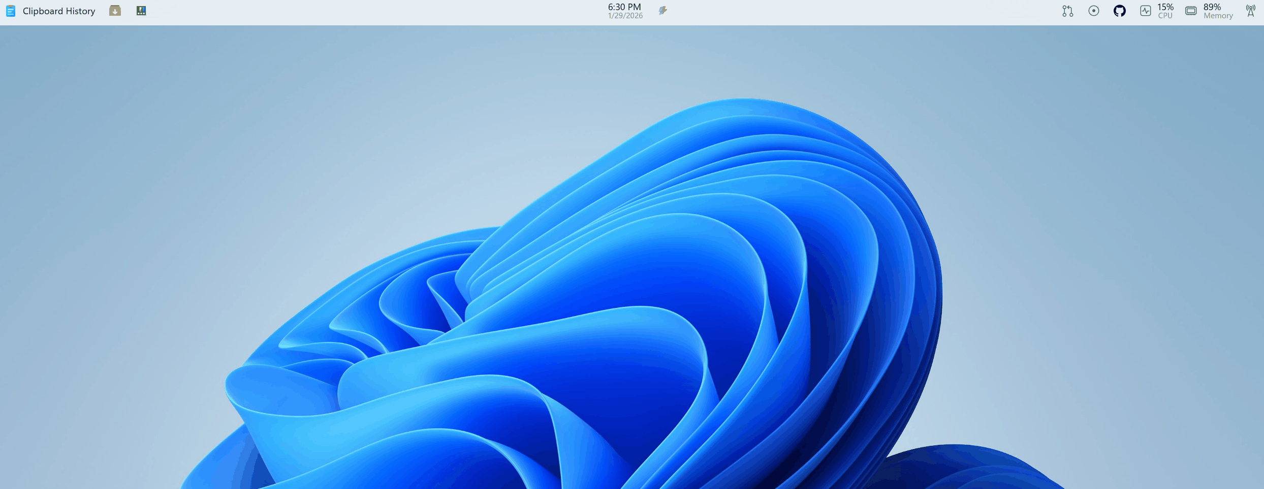 Example of the new top bar in Windows 11