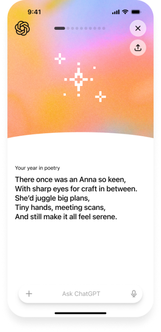 Screenshot of the 'Your Year in poetry' feature in ChatGPT